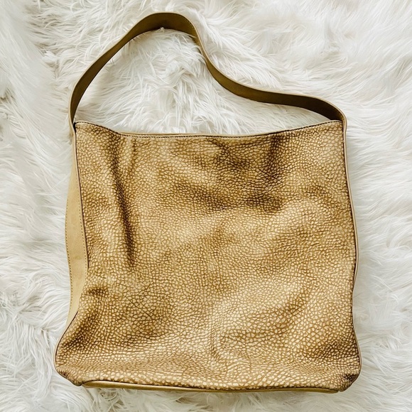 Poverty Flats Tan Pebbled Vegan Suede Leather Hobo Shoulder Bag - Picture 2 of 6